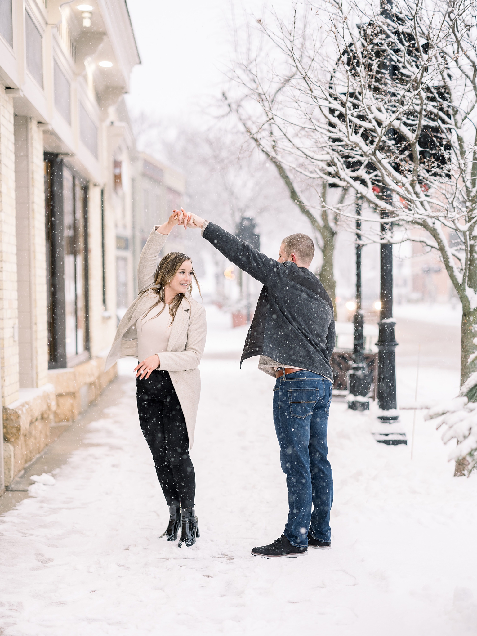 Downtown Middleton, WI Winter Engagement Session